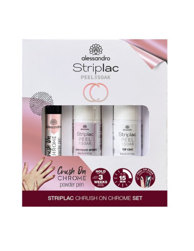 Set manicura semipermanente Striplac crush on chrome powder pen Set manicura semipermanente Striplac crush on chrome powder pen